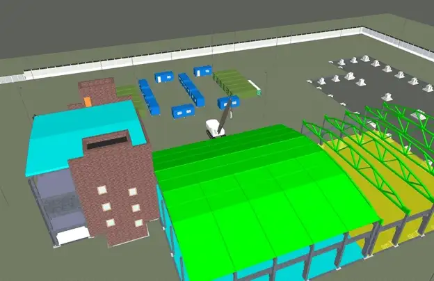 4D модель строительства промышленного объекта